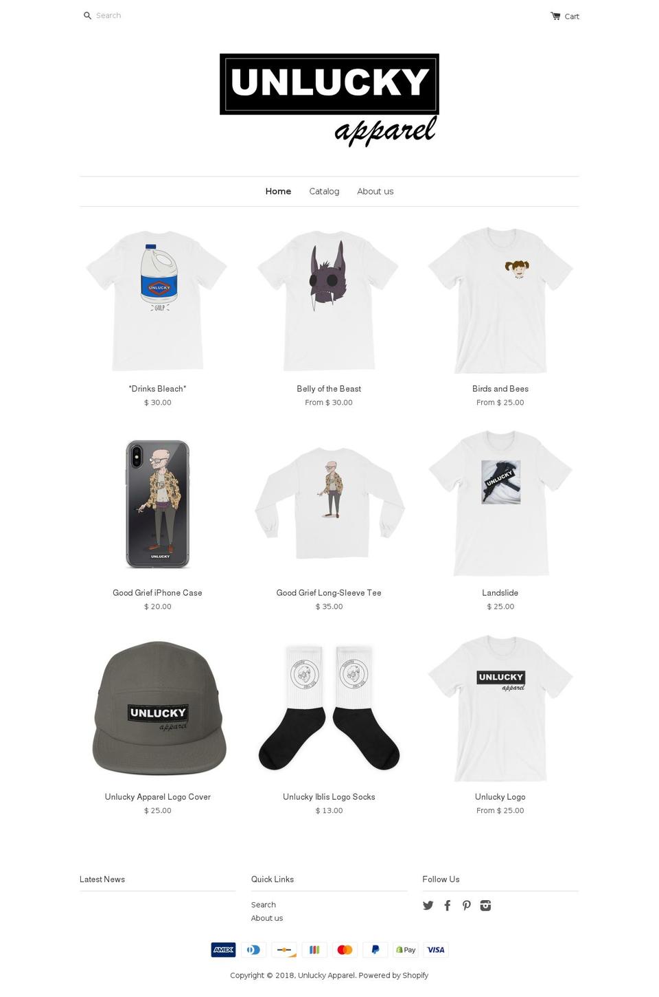 unluckyapparel.com shopify website screenshot