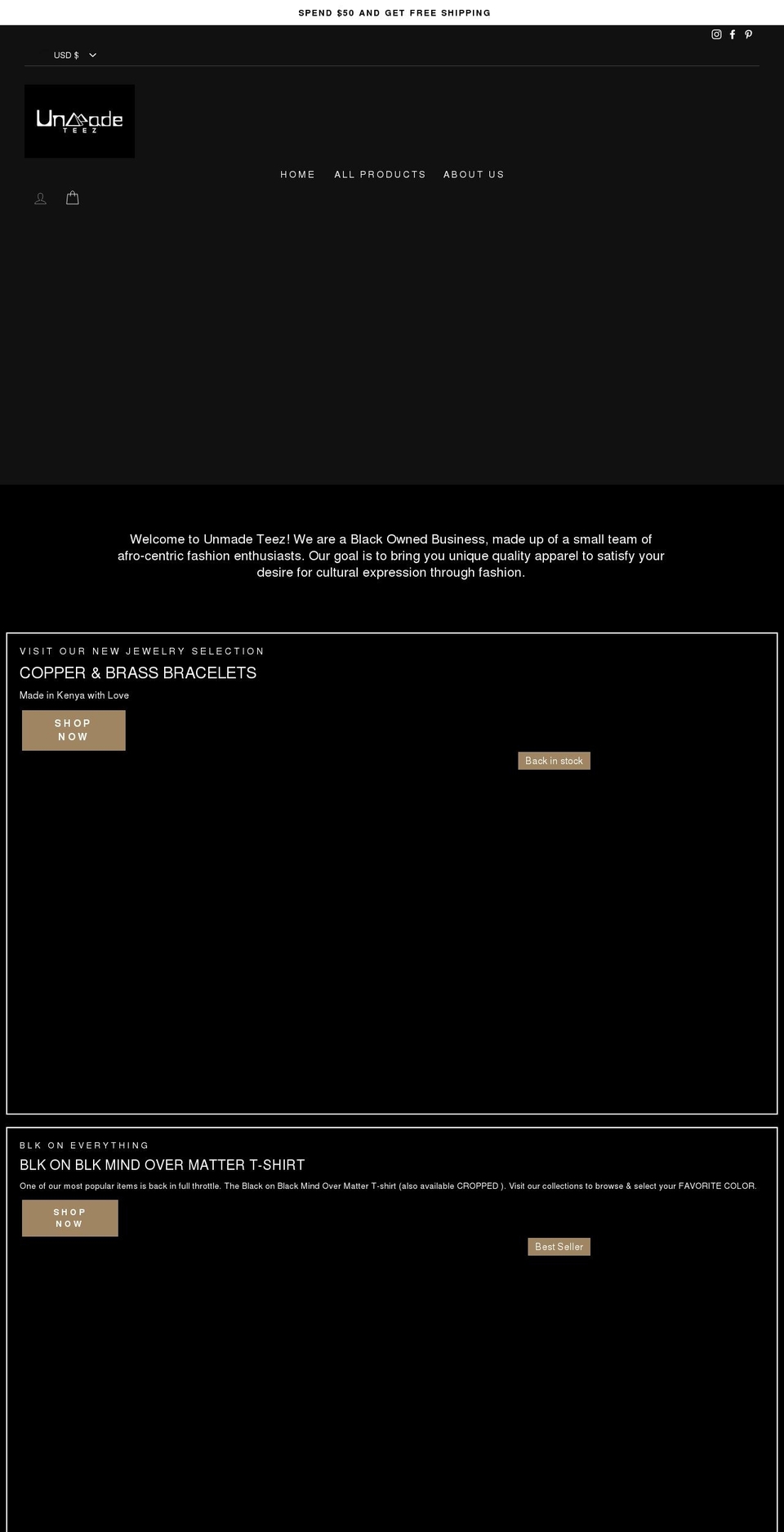 unmadeteez.com shopify website screenshot