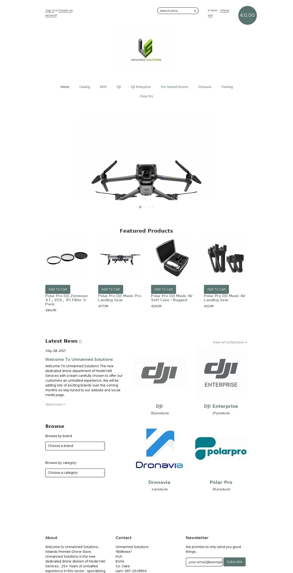 unmannedsolutions.ie shopify website screenshot