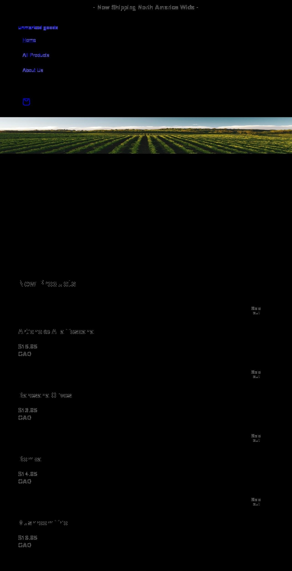 unmarkedgoods.com shopify website screenshot