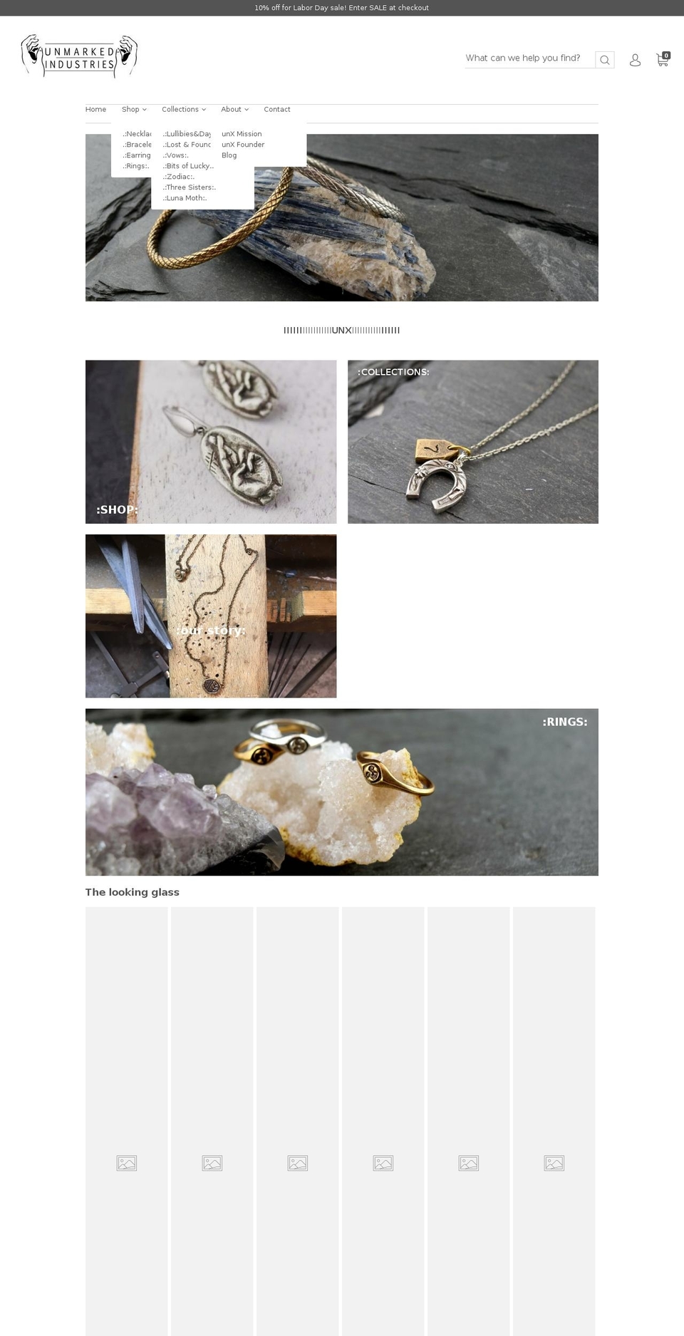 unmarkedindustries.com shopify website screenshot