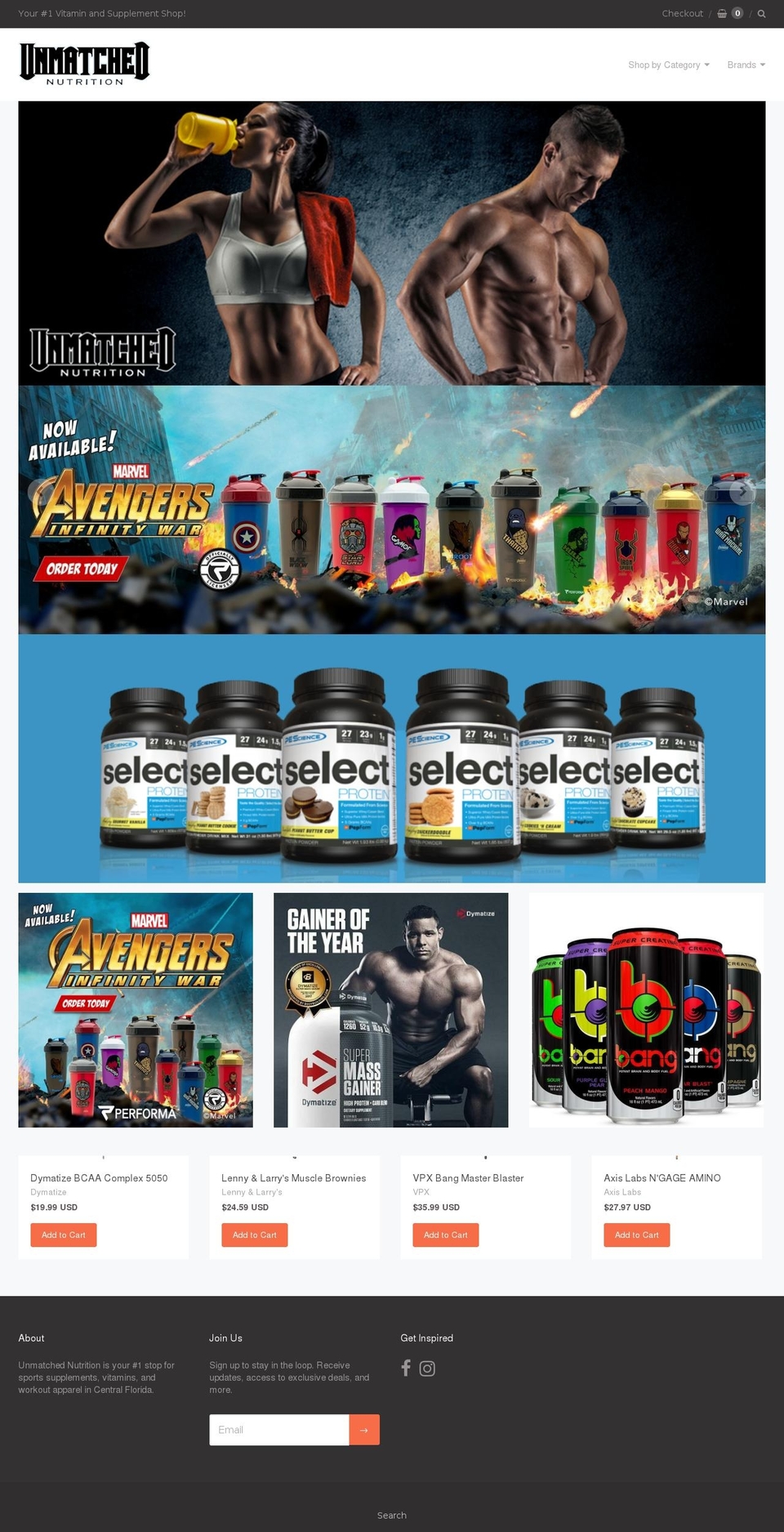 unmatchednutrition.com shopify website screenshot