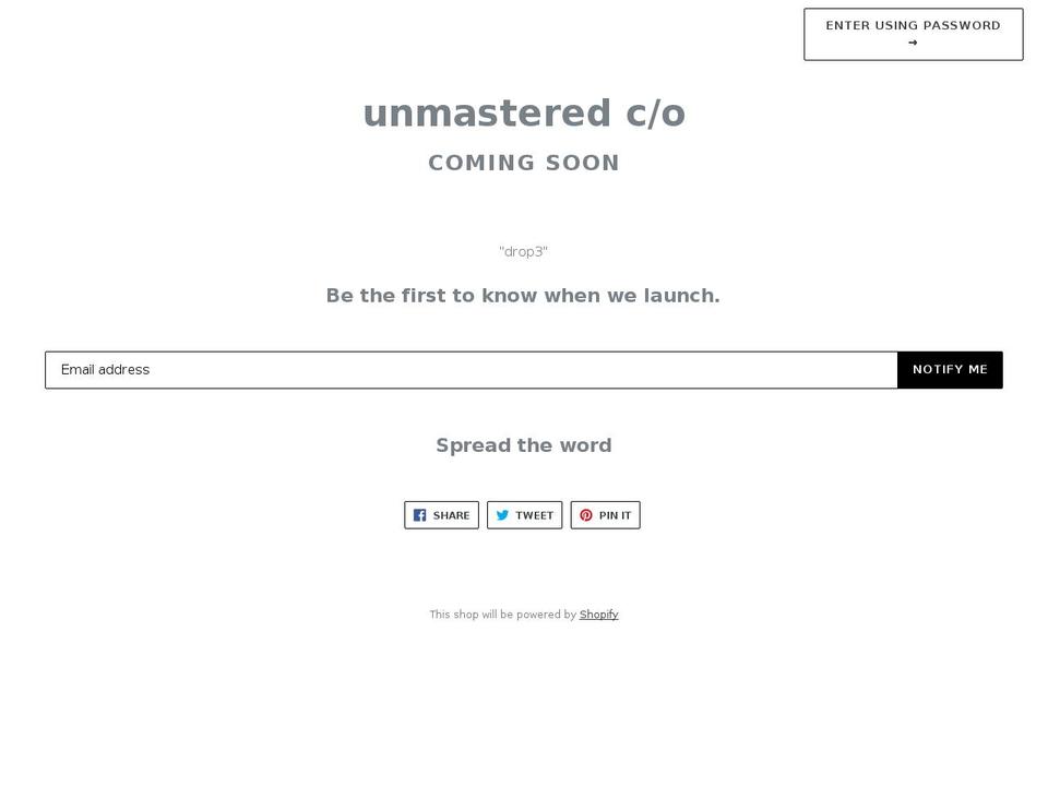 unmstrdwebsite.com — Shopify storefront screenshot