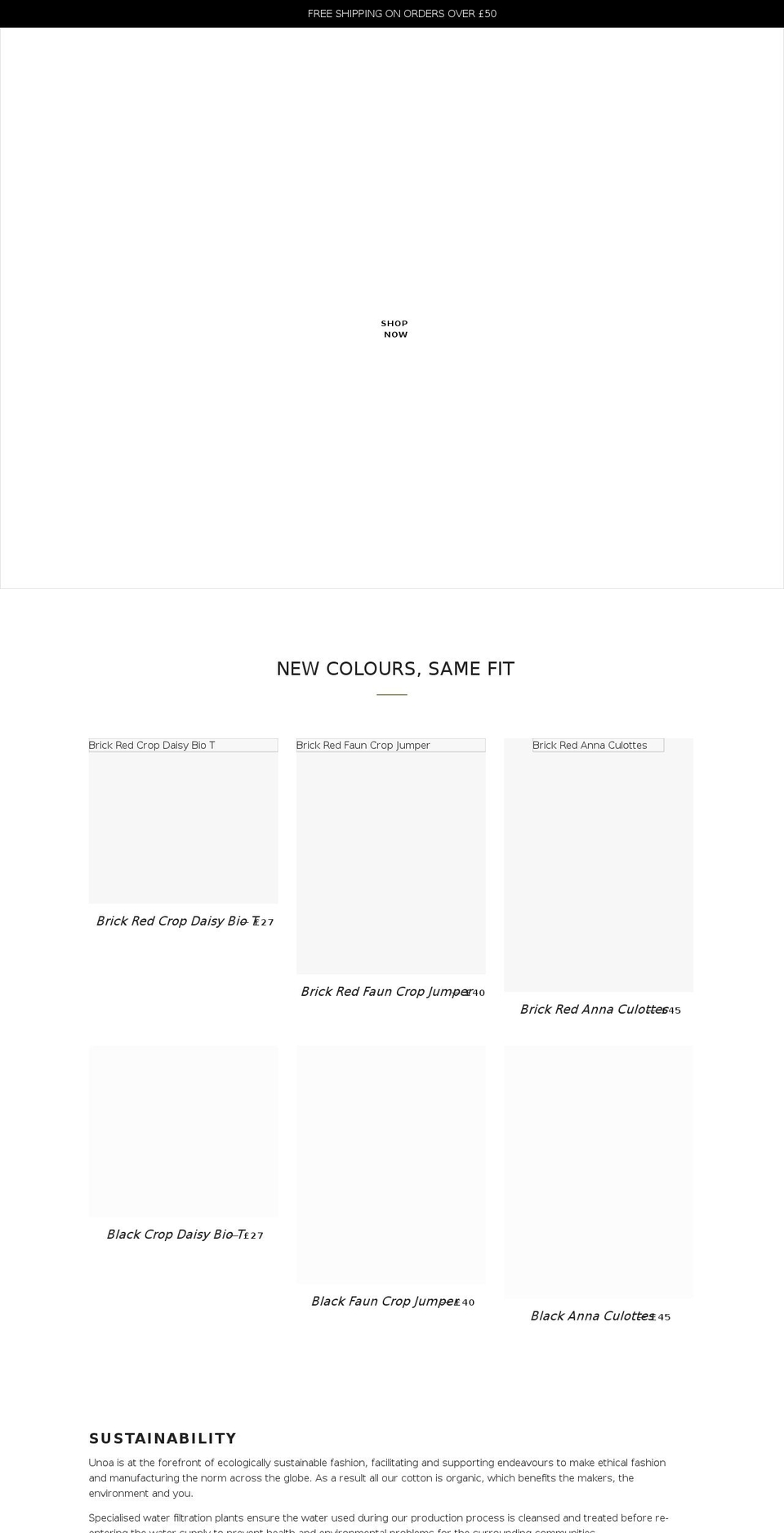 unoa.co.uk shopify website screenshot