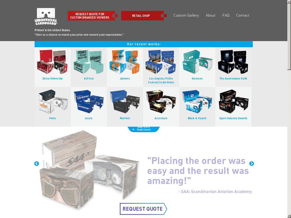 unofficiallycardboard.com shopify website screenshot