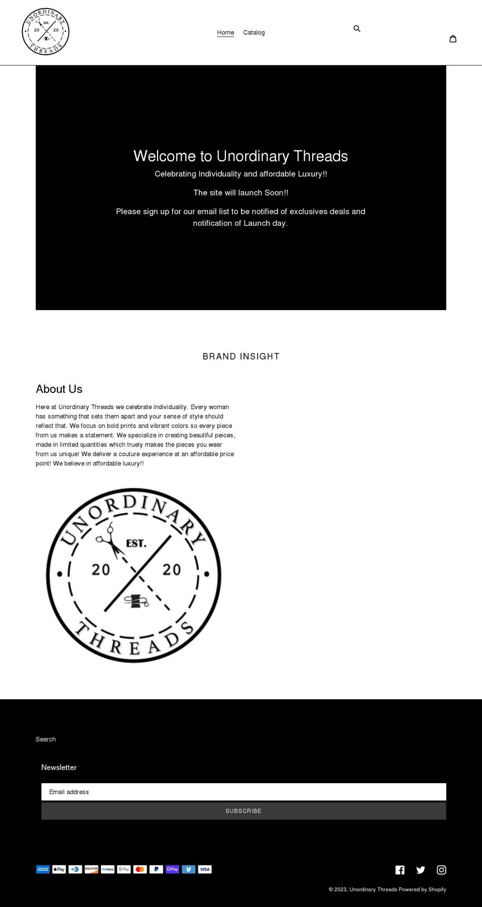 unordinarythreads.com shopify website screenshot