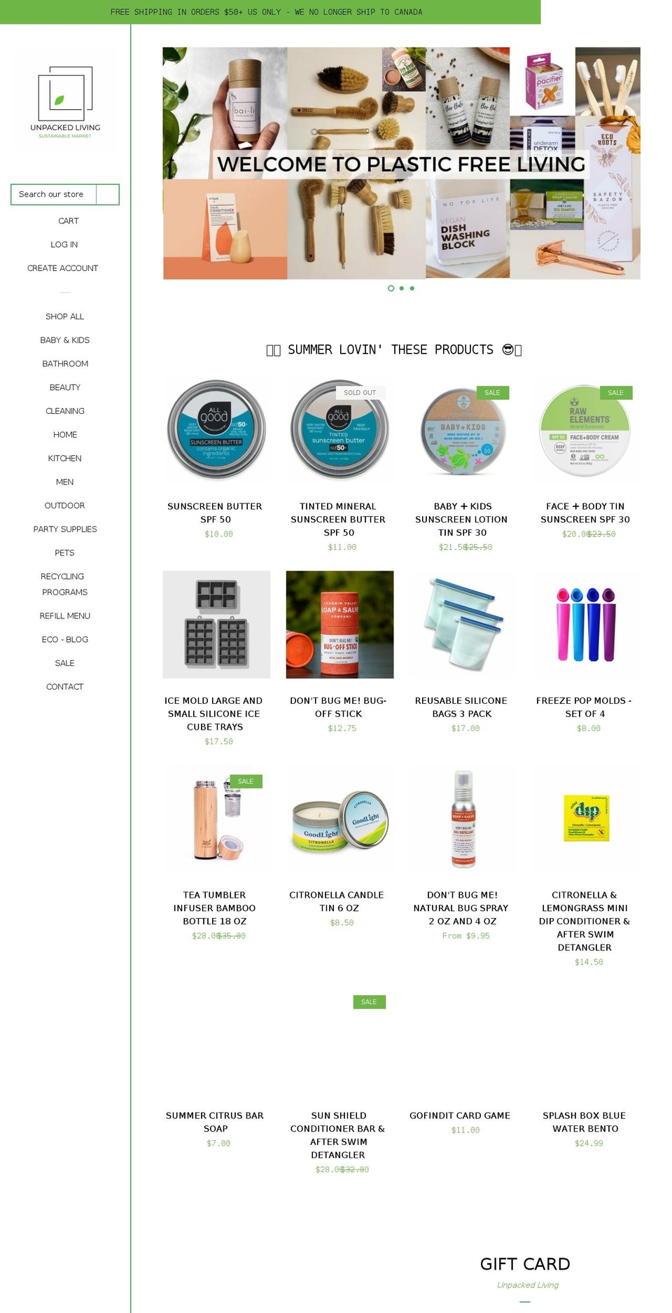 unpackedliving.com shopify website screenshot