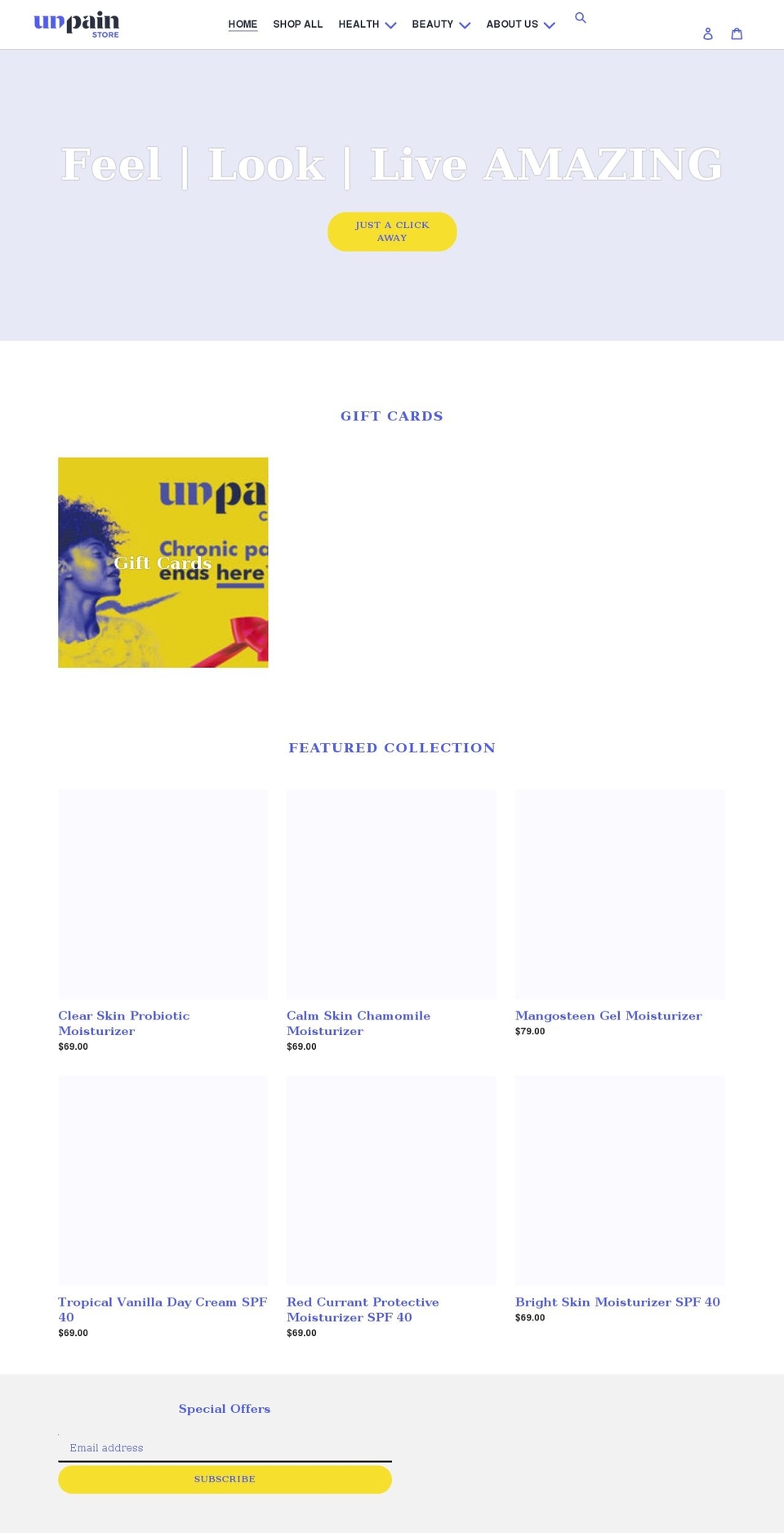 unpainstore.com shopify website screenshot