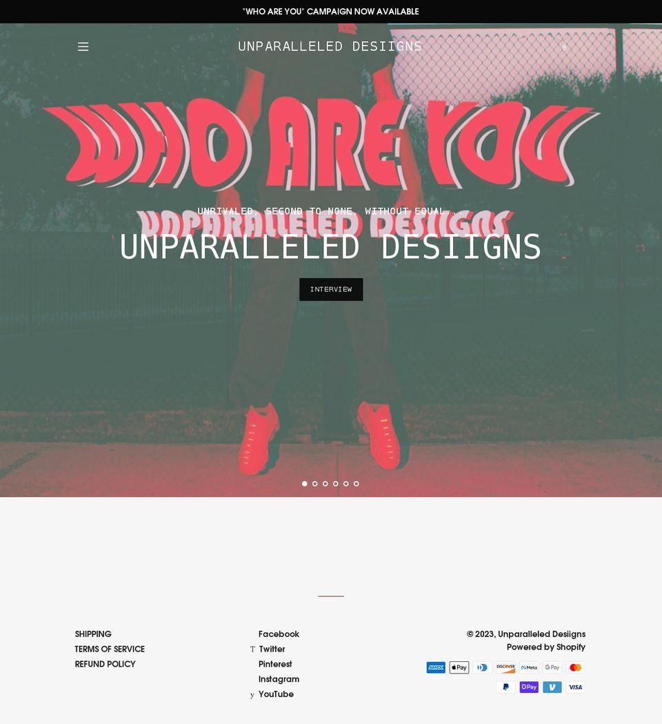 unparalleleddesiigns.com shopify website screenshot