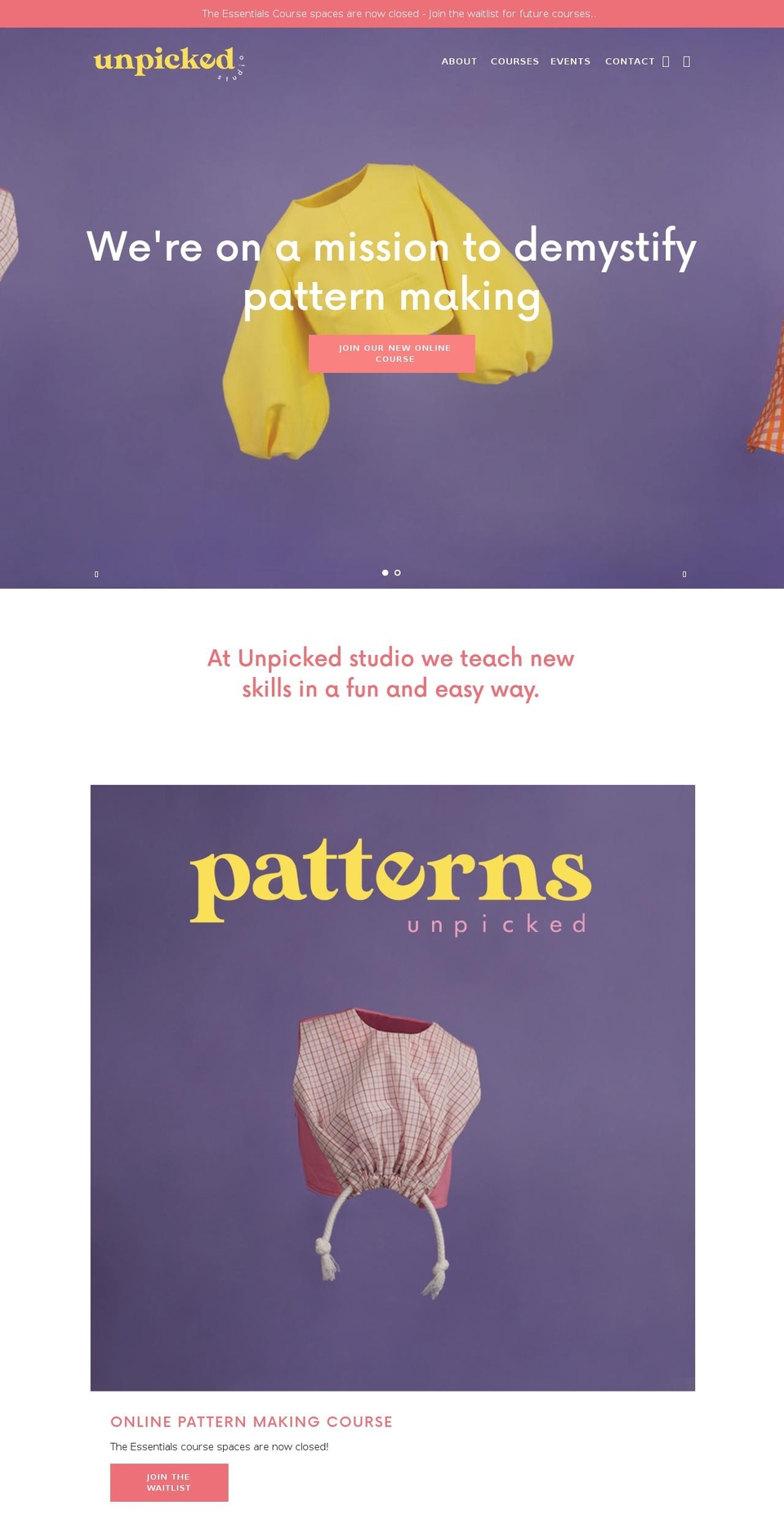 unpickedstudio.com shopify website screenshot