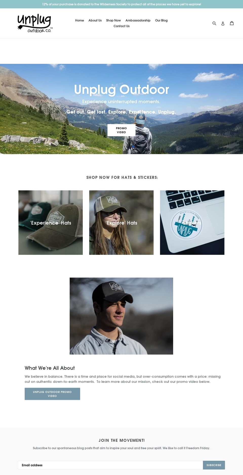 unplugoutdoor.com shopify website screenshot