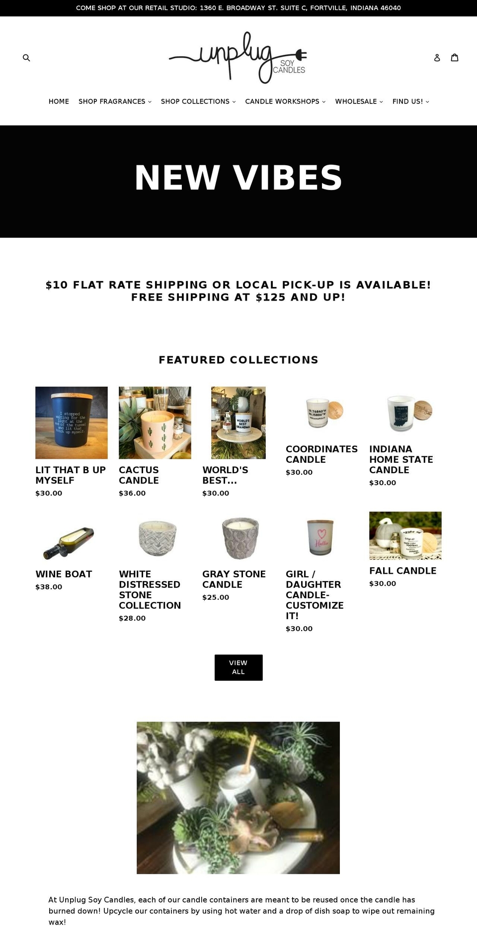 unplugsoycandles.com shopify website screenshot
