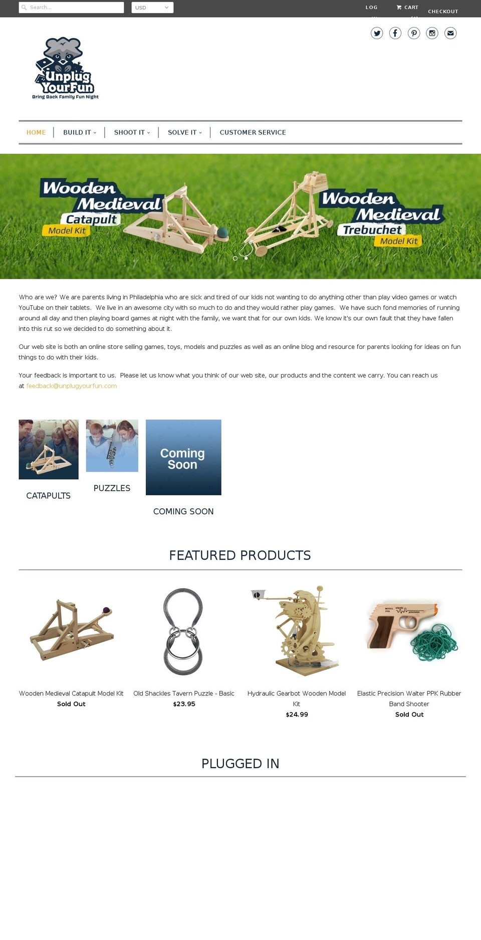 unplugyourfun.com shopify website screenshot