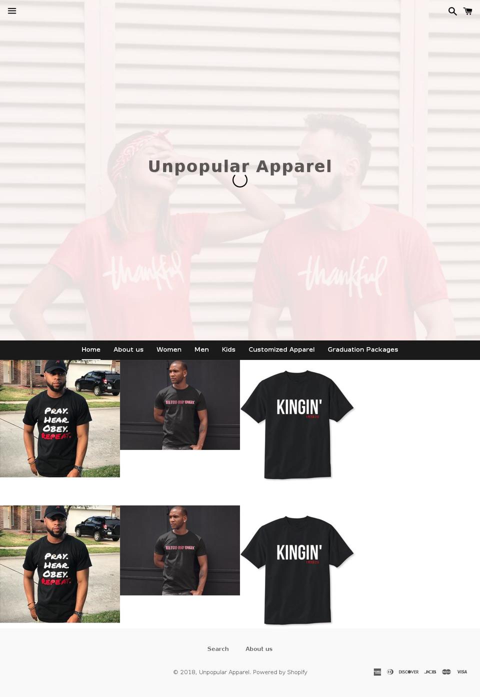unpopularapparel.net shopify website screenshot
