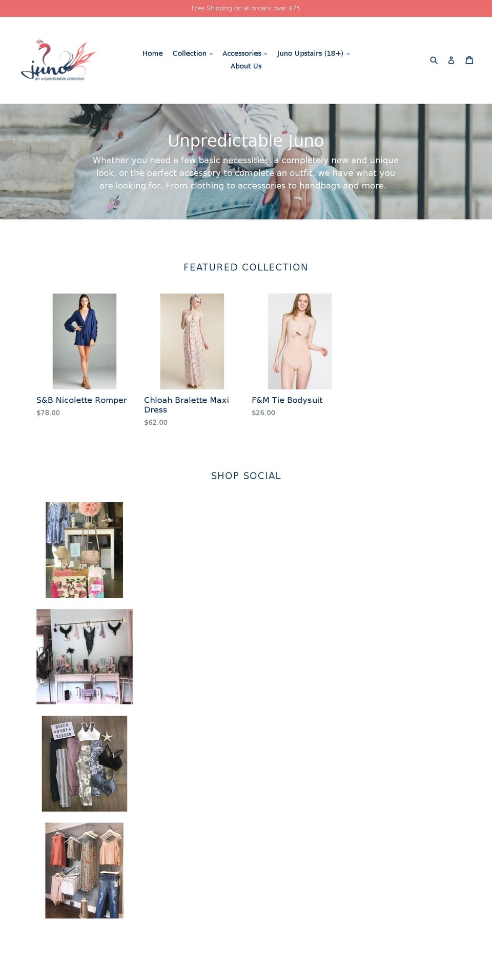 unpredictablejuno.com — Shopify storefront screenshot
