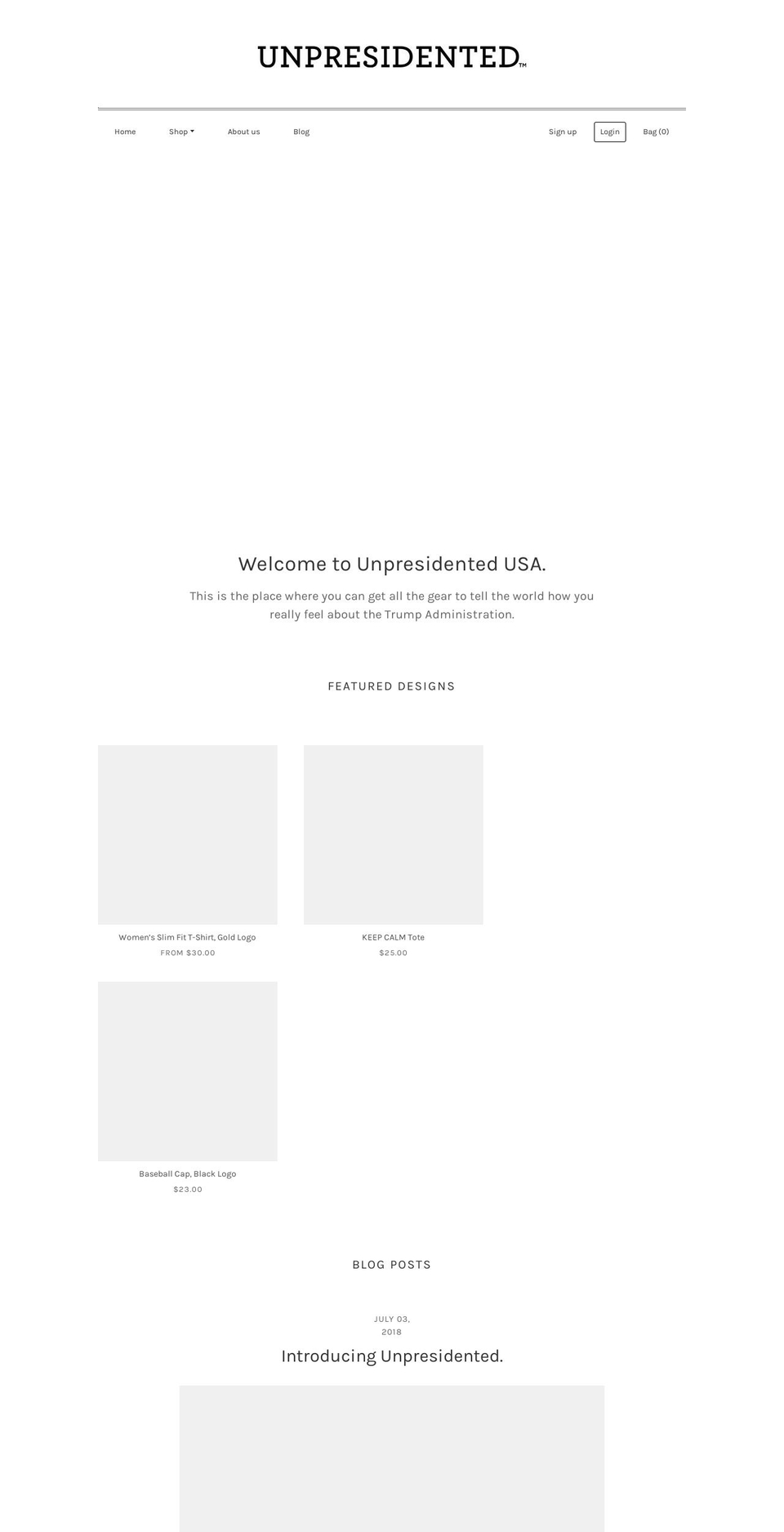 unpresidentedusa.com — Shopify storefront screenshot