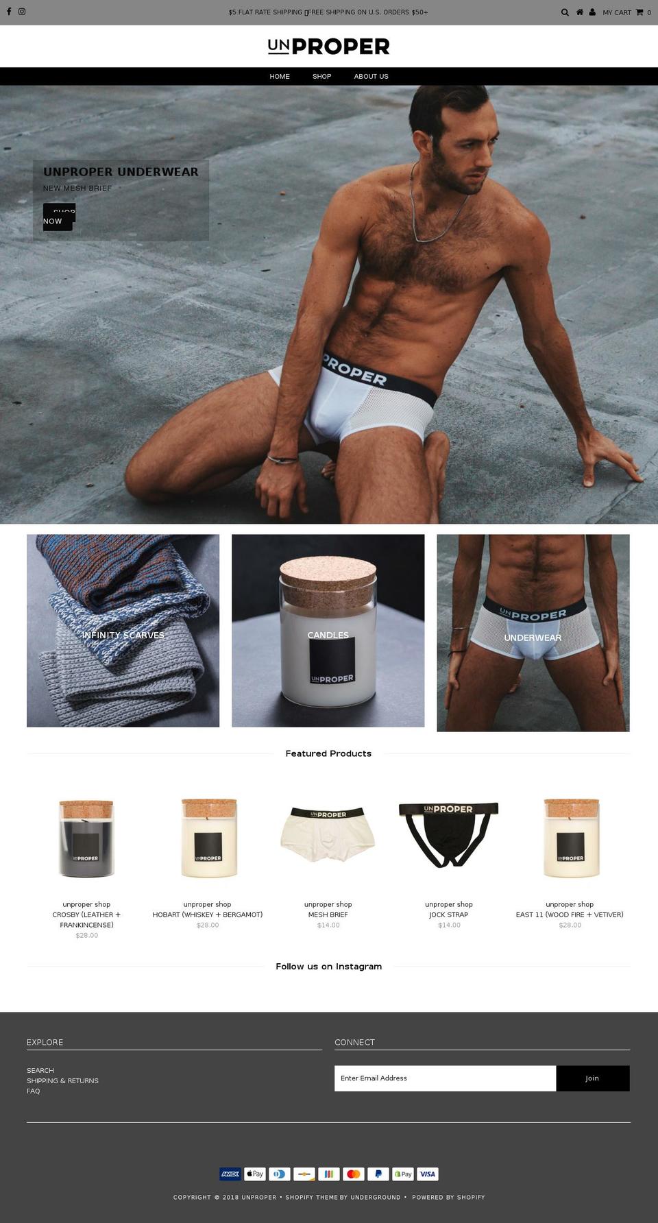 unproper.com shopify website screenshot