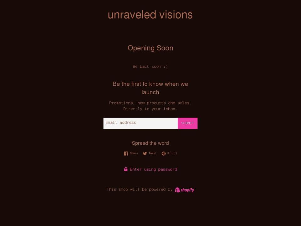 unraveledvisions.com shopify website screenshot