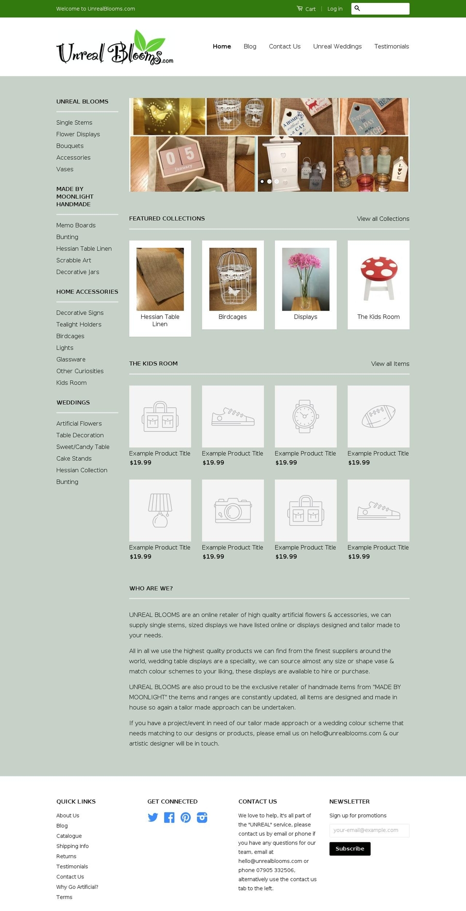 unrealblooms.com — Shopify storefront screenshot
