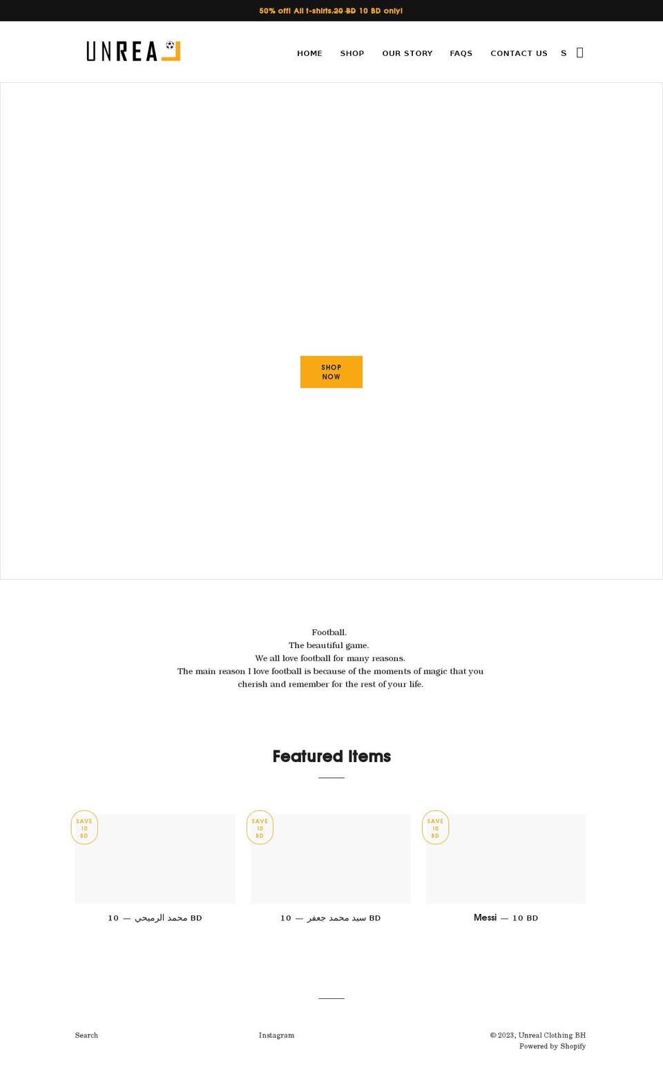 unrealbrand.com shopify website screenshot