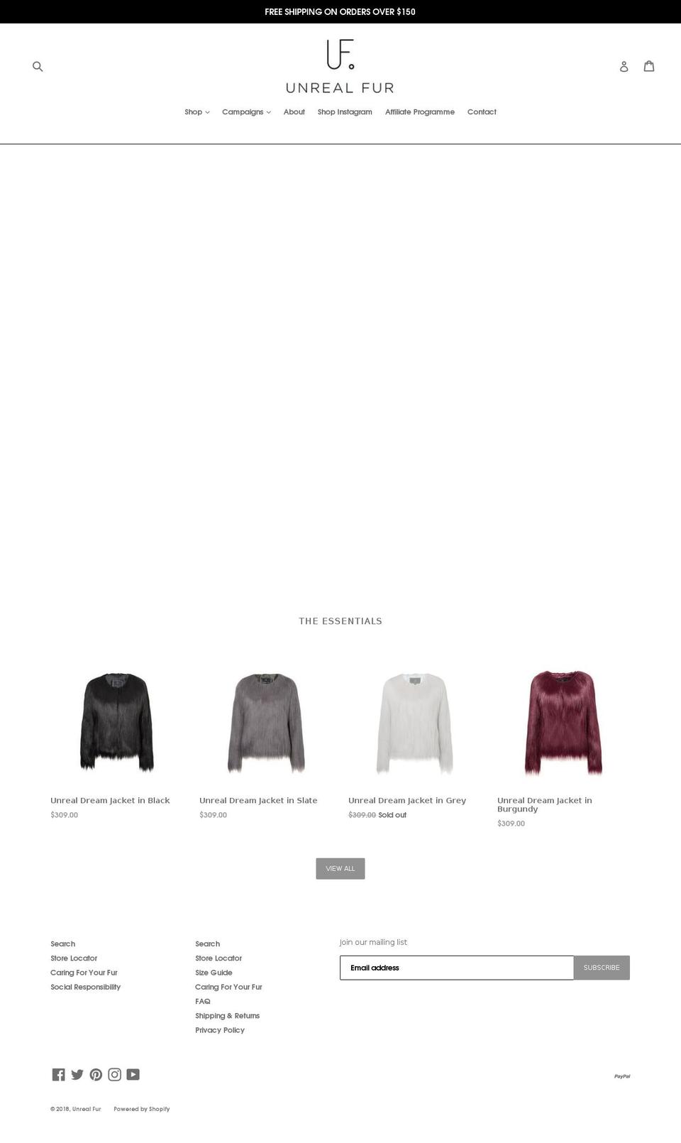 unrealfur.com — Shopify storefront screenshot