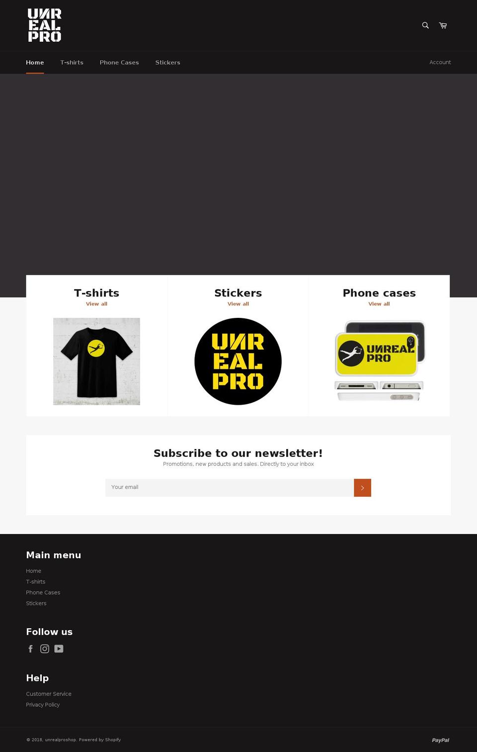 unrealproshop.com — Shopify storefront screenshot