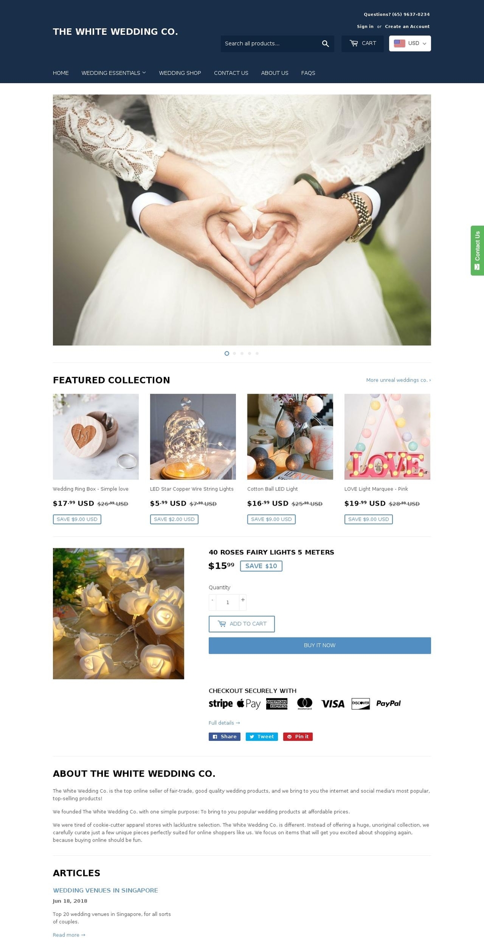 unrealweddings.com — Shopify storefront screenshot