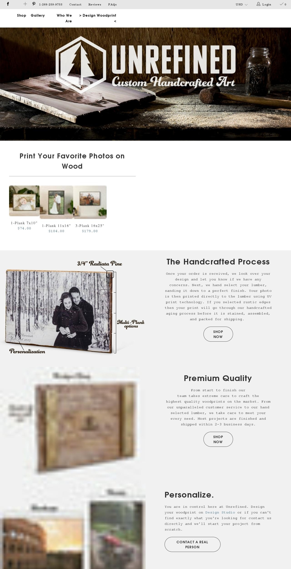 unrefinedprinting.com shopify website screenshot