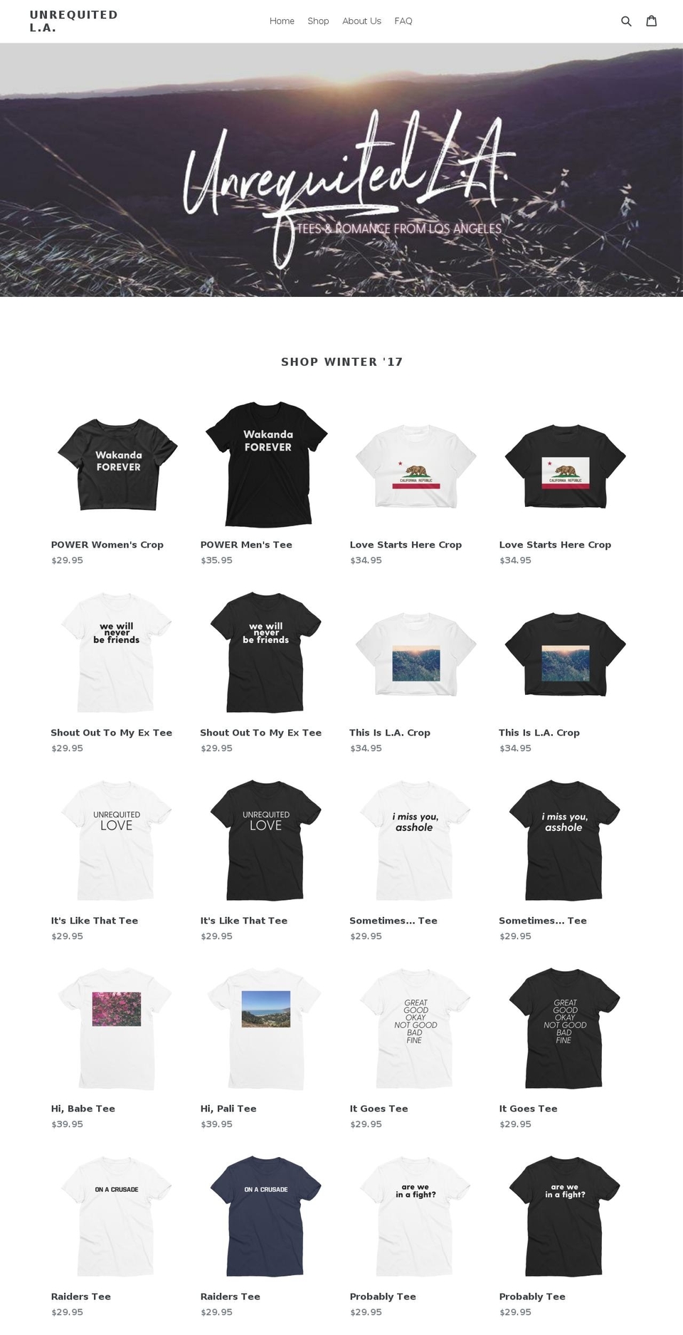 unrequited-la.com — Shopify storefront screenshot