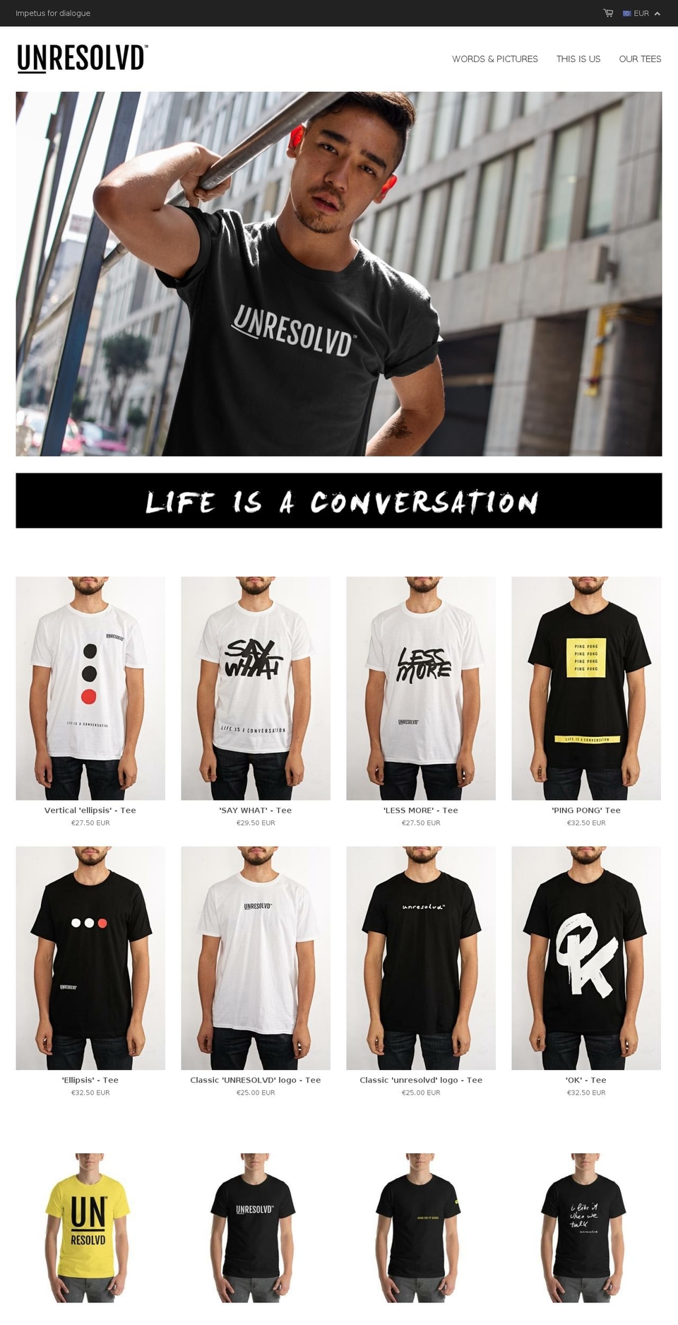 unresolvd.com — Shopify storefront screenshot