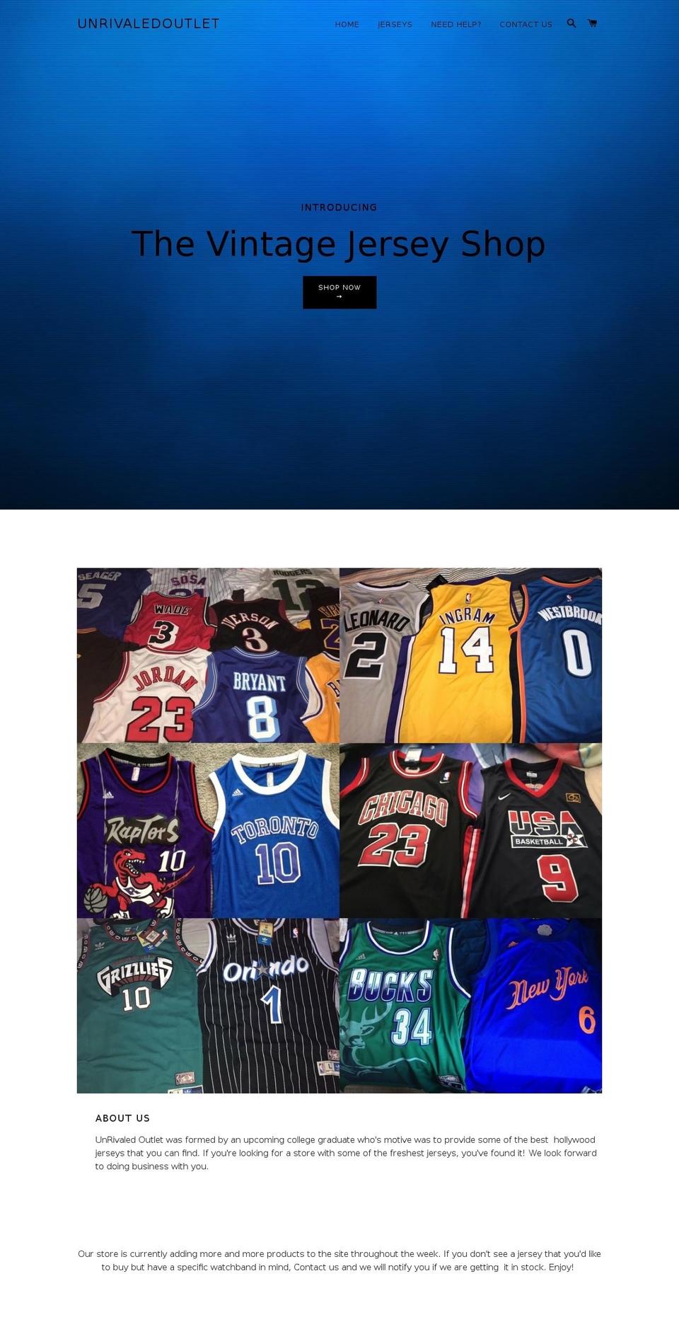 unrivaledoutlet.com — Shopify storefront screenshot