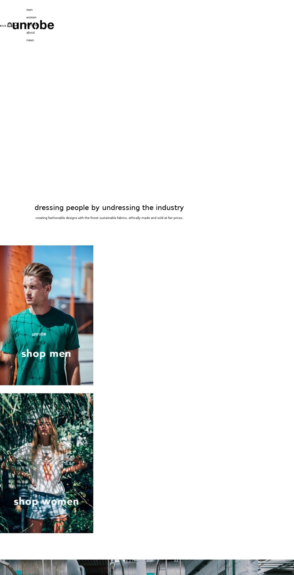 unrobe.com shopify website screenshot