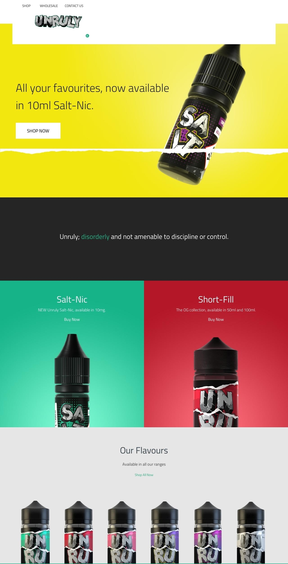unrulyeliquid.com — Shopify storefront screenshot