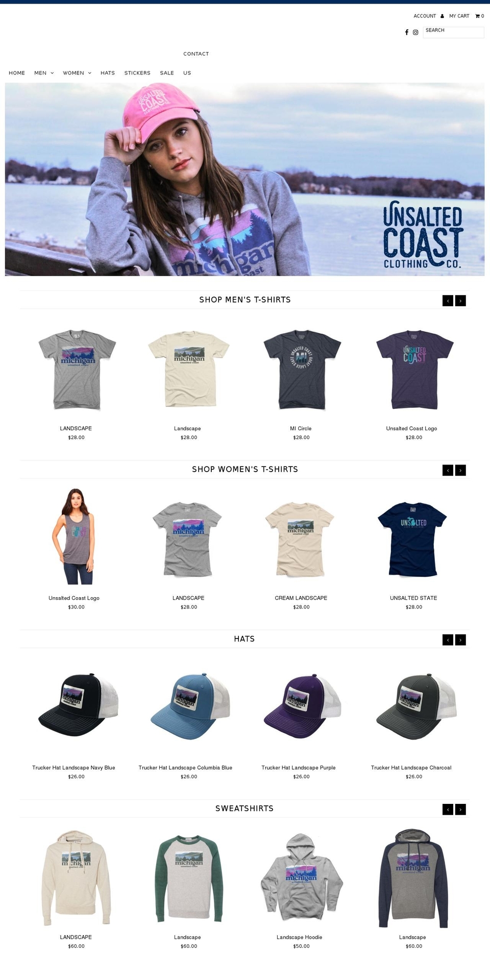 unsaltedcoast.info shopify website screenshot