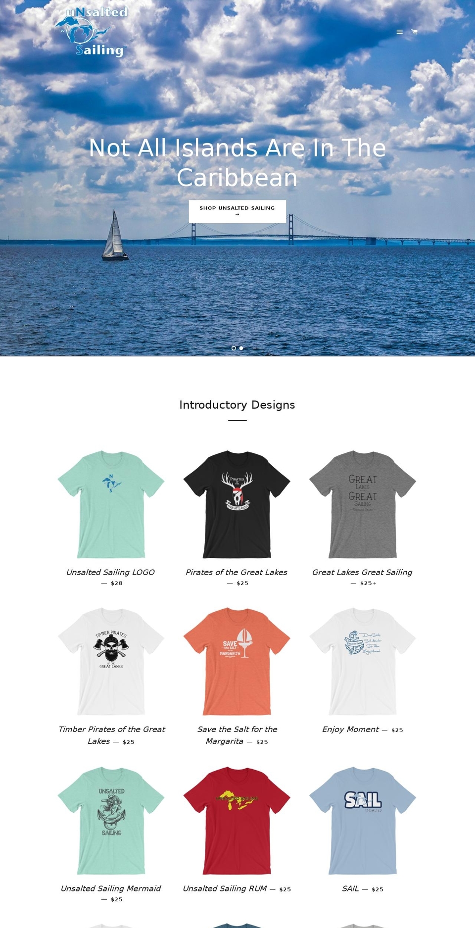 unsaltedsailing.com shopify website screenshot