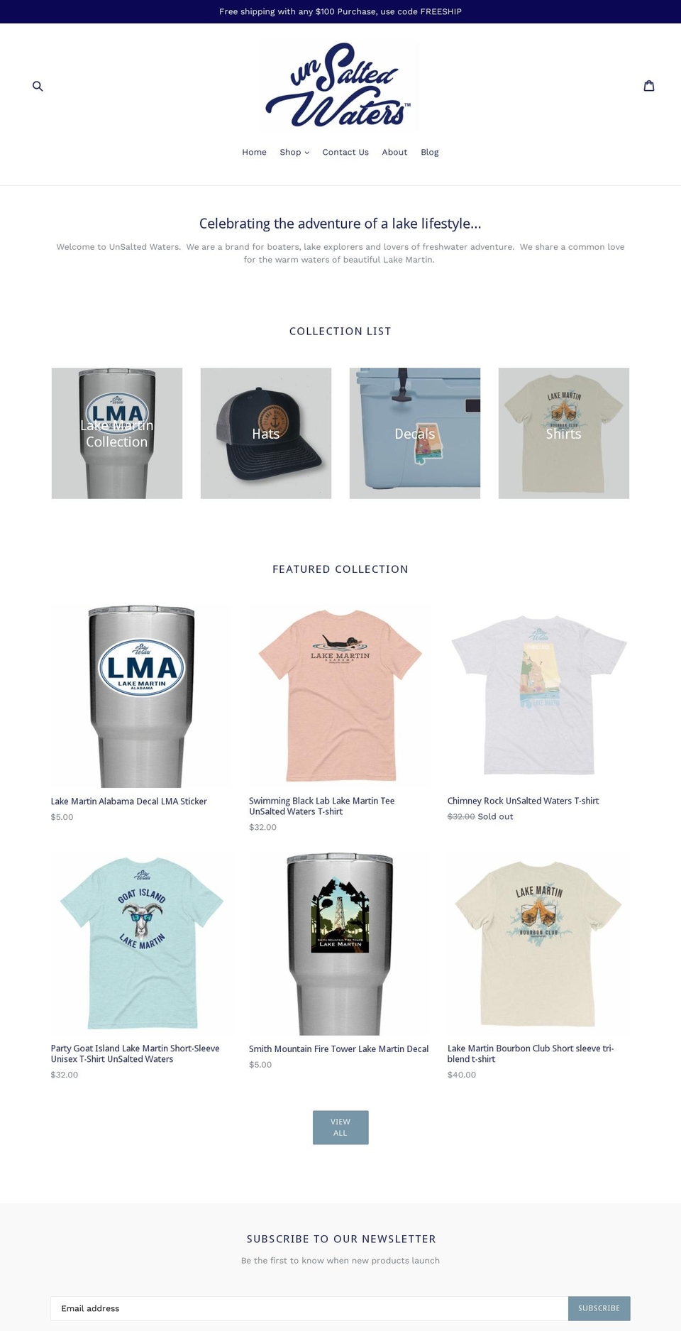unsaltedwaters.com — Shopify storefront screenshot