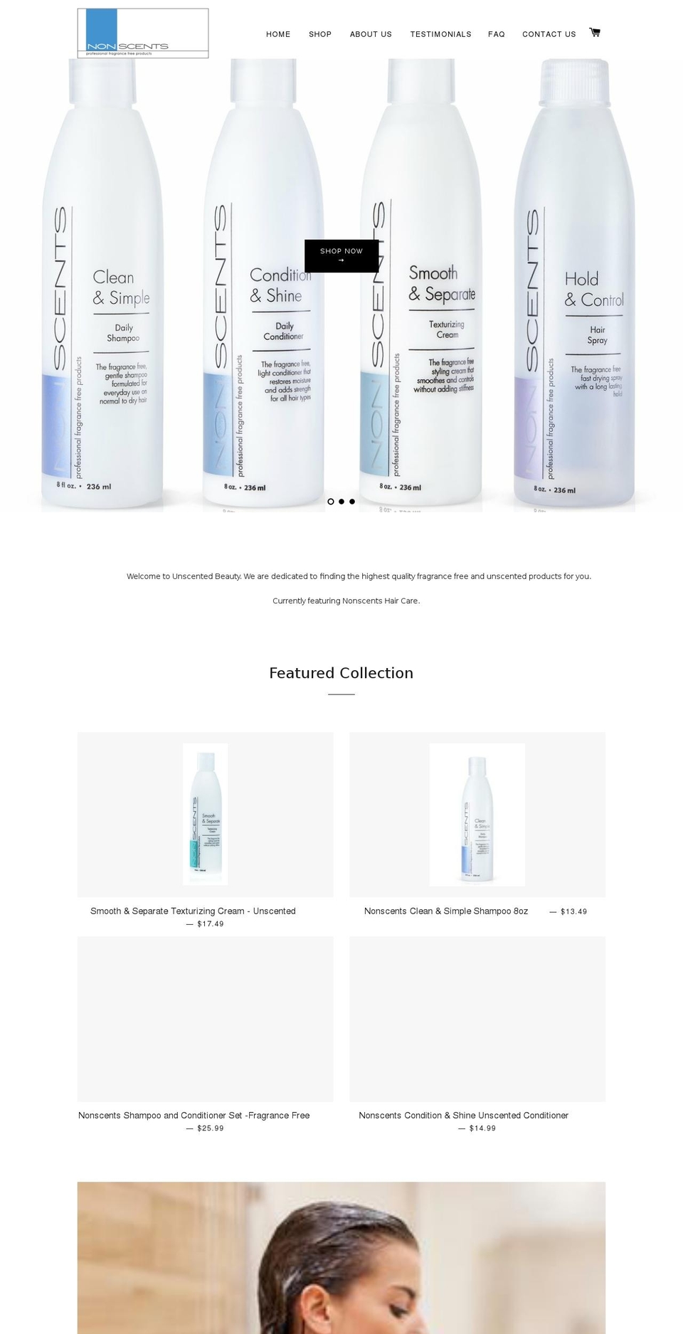 unscentedbeauty.com shopify website screenshot