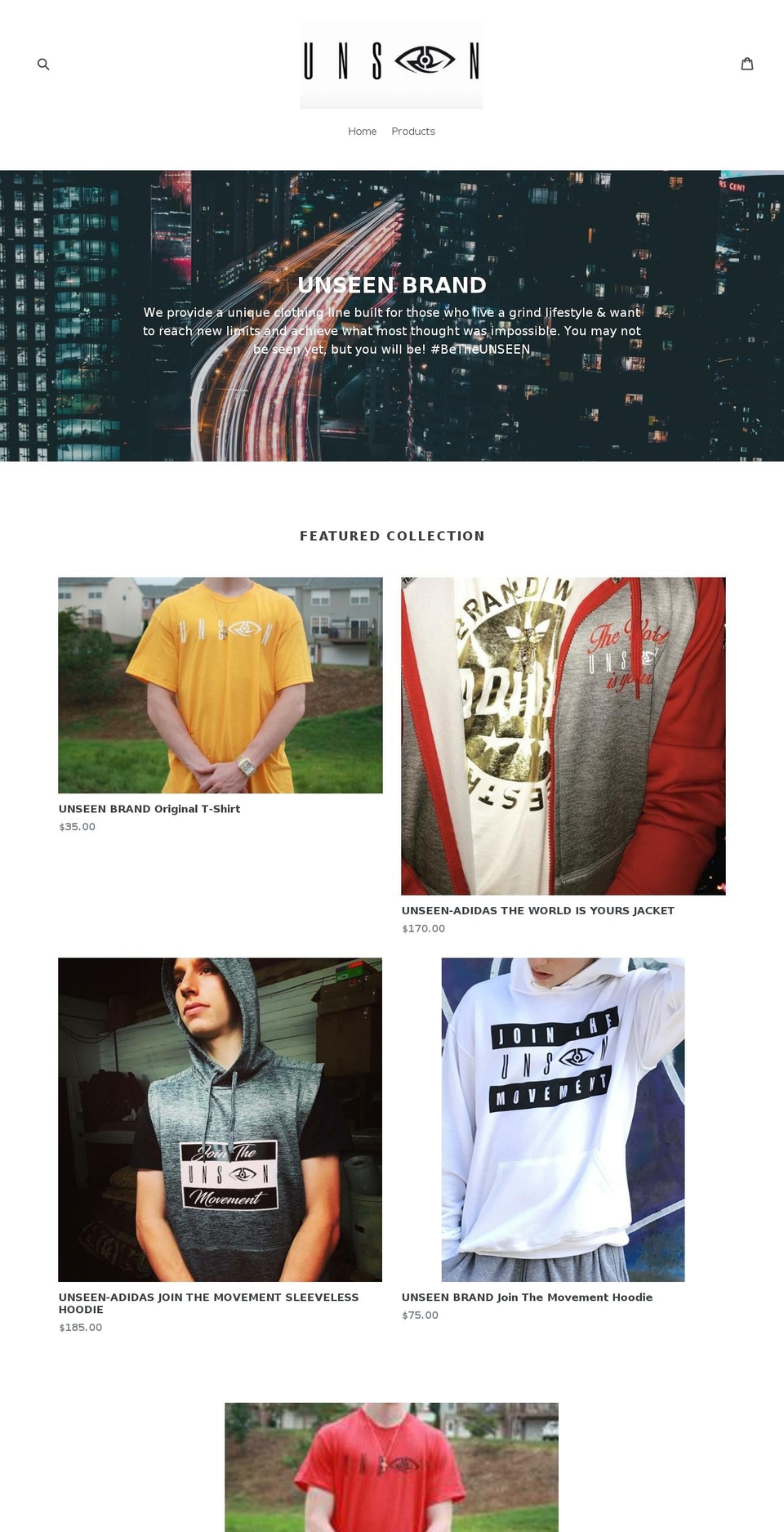 unseenbrand.com shopify website screenshot
