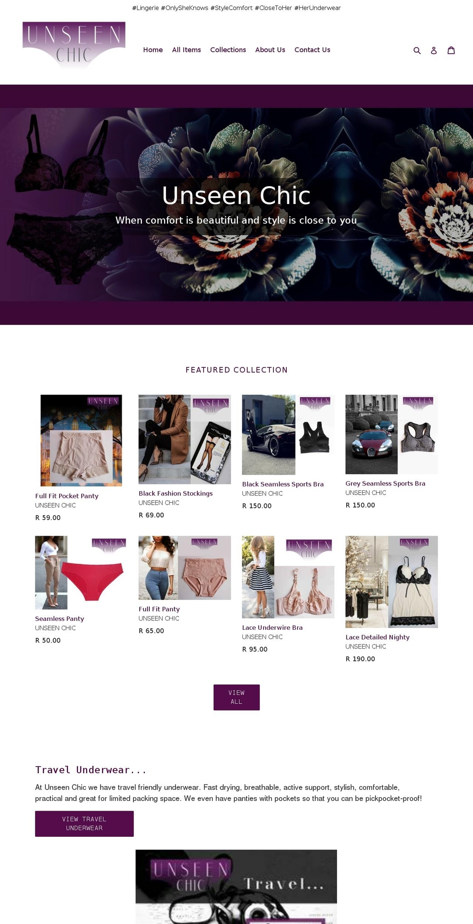 unseenchic.com — Shopify storefront screenshot