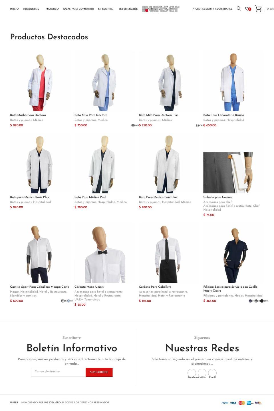 Woodmart Shopify theme site example unser.com.mx