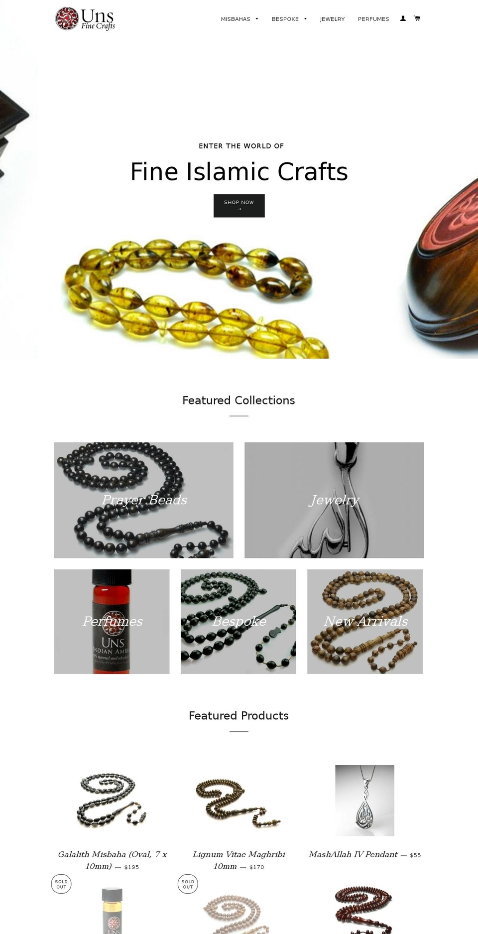 unsfinecrafts.com shopify website screenshot