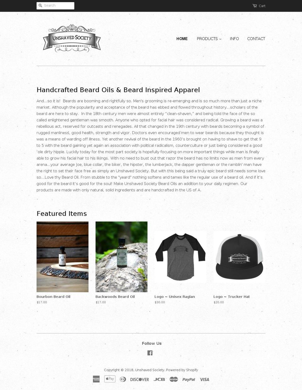 unshavedsociety.com shopify website screenshot