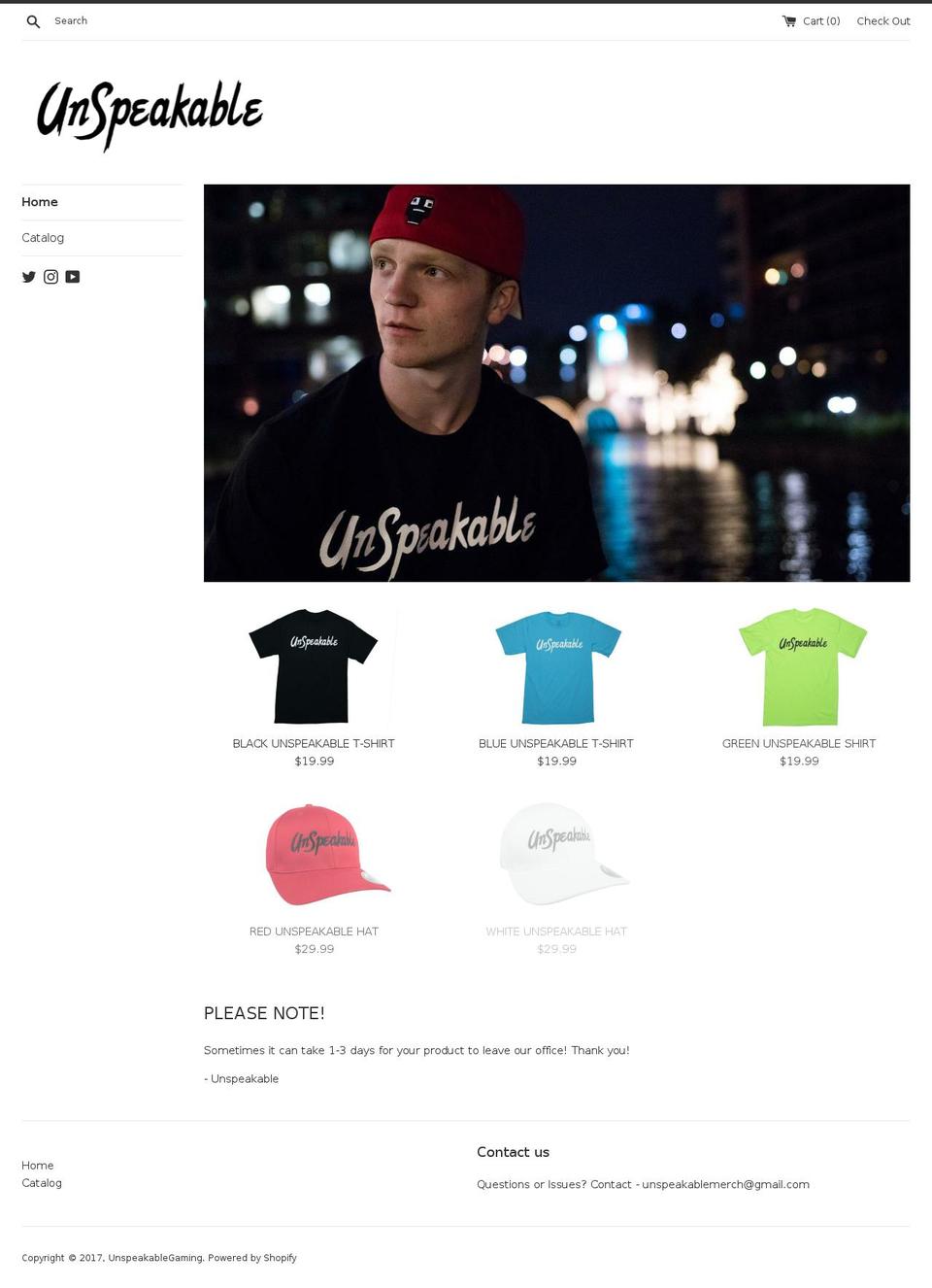unspeakable.co shopify website screenshot