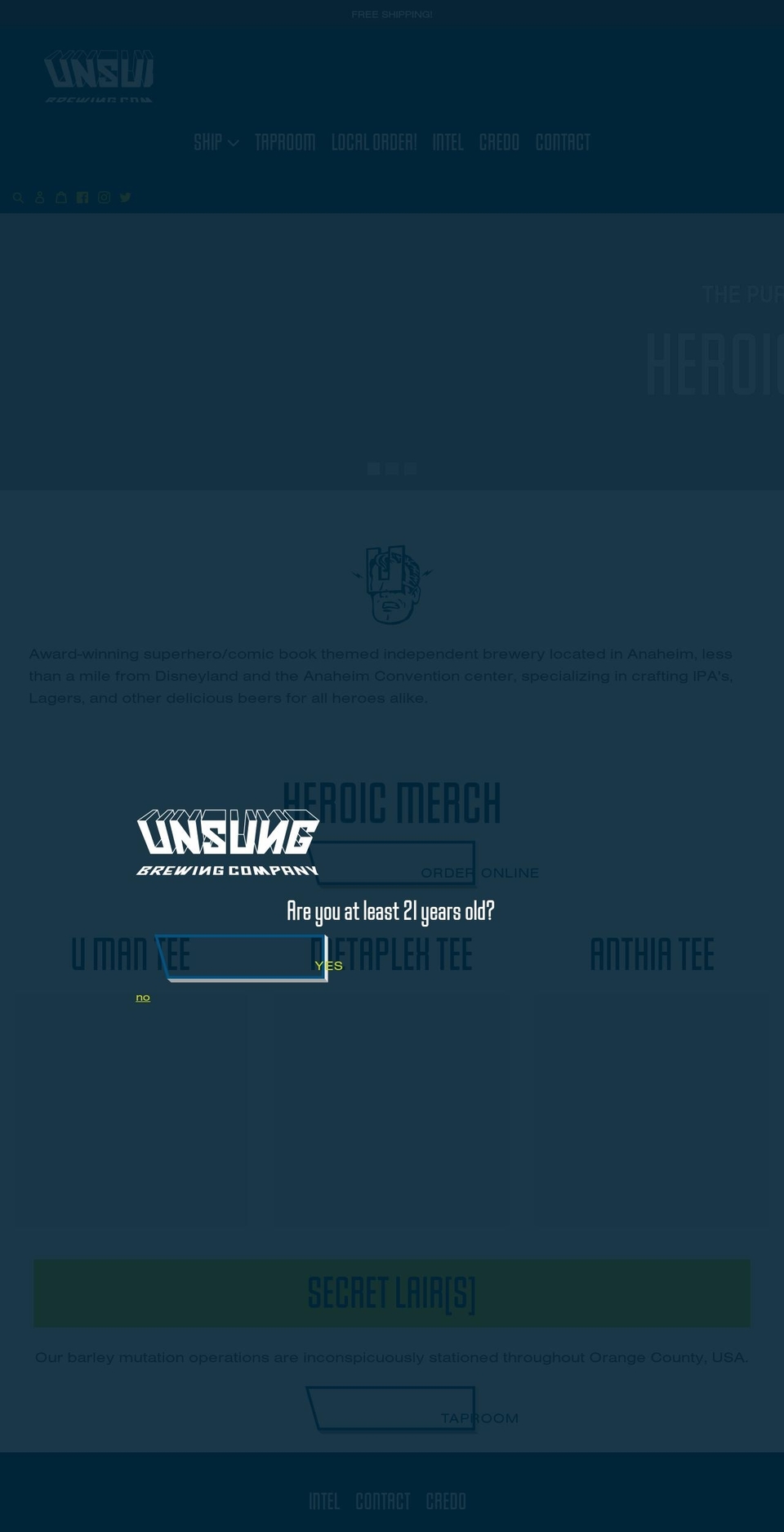 unsungbrewing.com shopify website screenshot