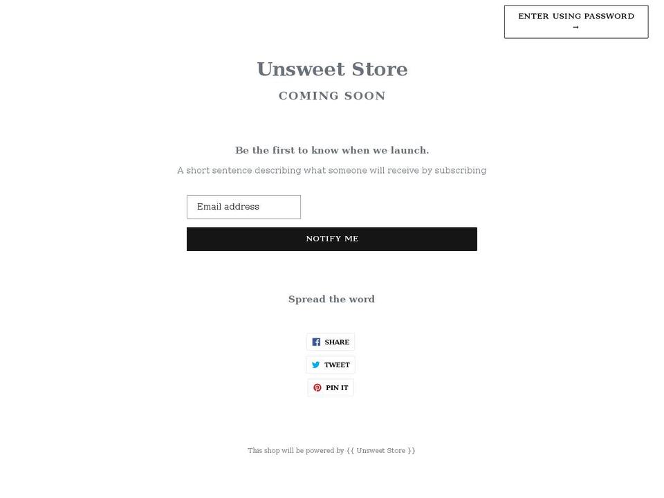 unsweetus.com shopify website screenshot