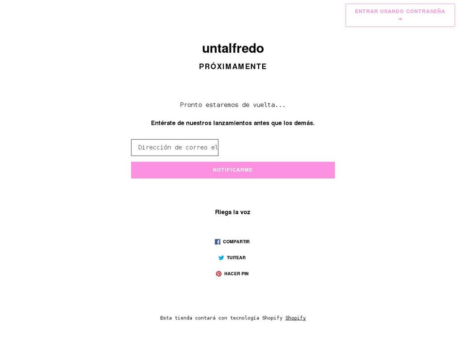 untalfredo.com shopify website screenshot