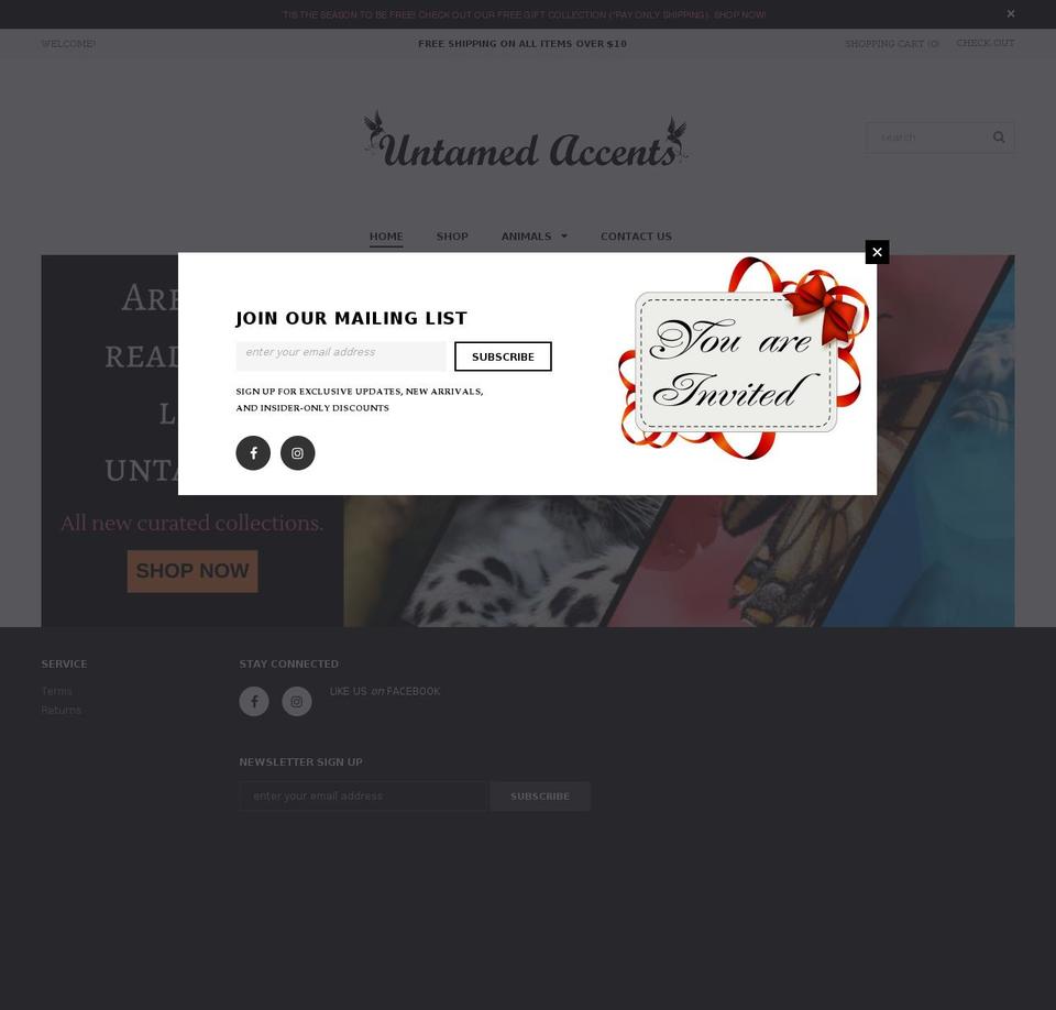 untamedaccents.com — Shopify storefront screenshot