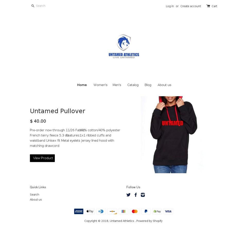 untamedathletics.net shopify website screenshot