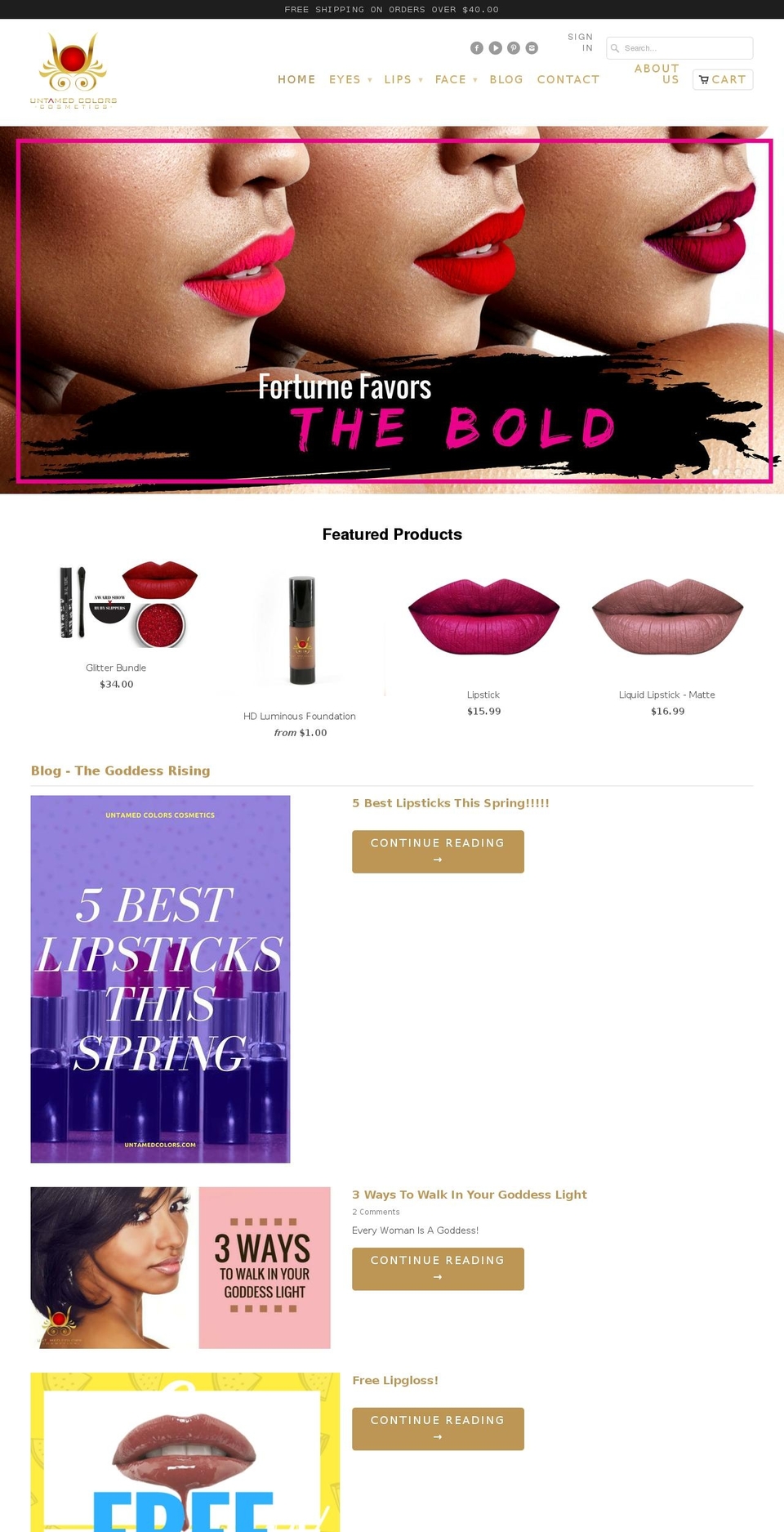 untamedcolorscosmetics.com shopify website screenshot