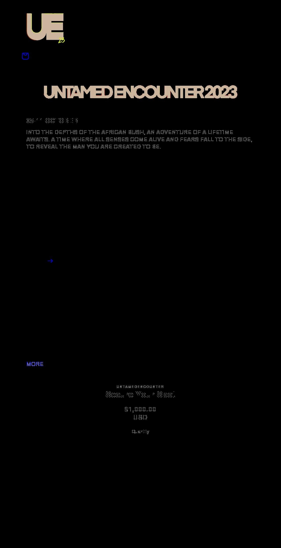 untamedencounter.com shopify website screenshot